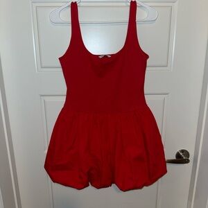 Sleeveless Red Mini Dress with Bubble Hem